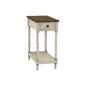 Accent Table, 2 Tier, Narrow, Lamp, Storage Drawer, Brown Veneer, White Veneer