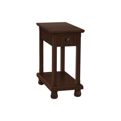 Accent Table, Narrow, Nightstand, Lamp, Storage Drawer, Brown Veneer