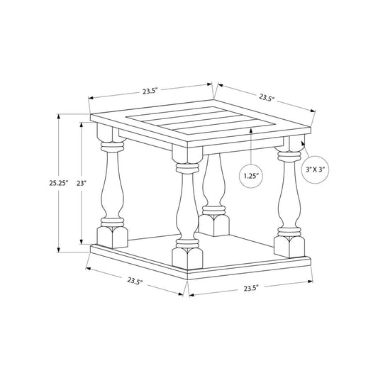 Accent Table, 2 Tier, Square, Lamp, Brown Veneer, Traditional