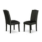 Encinal Parson Dining Room Chairs - Nailhead Trim Black Faux Leather Padded Chairs (Set of 2)