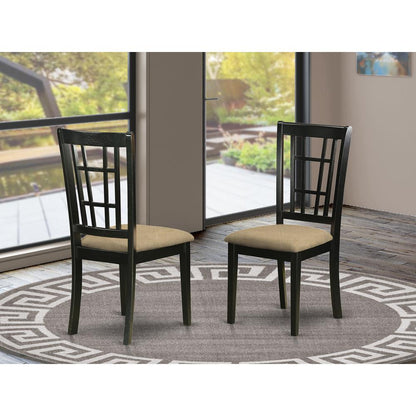 NIC-BLK-C Nicoli Kitchen Chair with Linen Fabric Seat