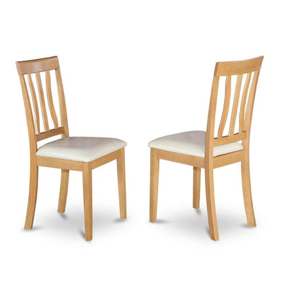 Antique Chair for dining room Faux Leather Seat with Oak Finish, Set of 2