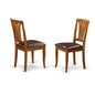 Avon kitchen dining Chair with Faux Leather Seat - Saddle Brow Finish, Set of 2