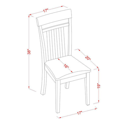 Capri slat back kitchen Chair with Leather Upholstered Seat, Set of 2