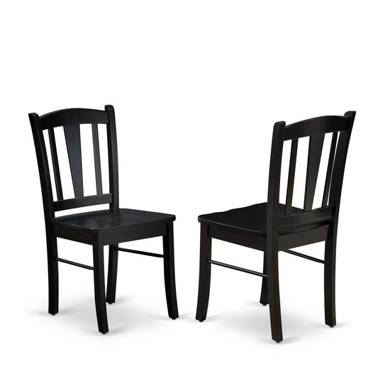 East West DLC-BLK-W Dublin Chair with Wood Seat in Black Finish - Set of 2