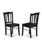 East West DLC-BLK-W Dublin Chair with Wood Seat in Black Finish - Set of 2