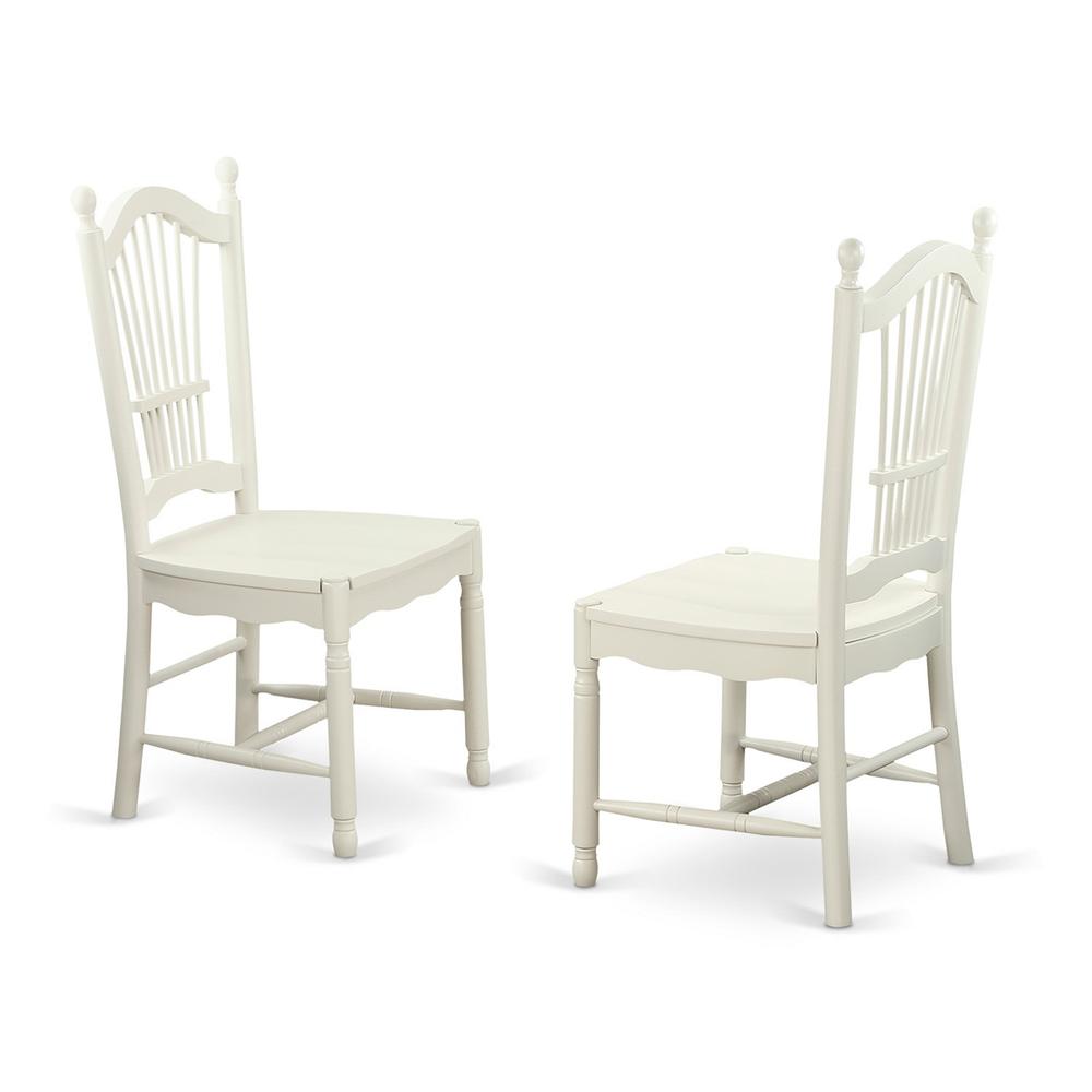 Dover  Dining  Room  Chairs  With  Wood  Seat  -  Finished  in  Linen  White,  Set  of  2