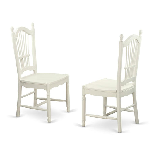Dover  Dining  Room  Chairs  With  Wood  Seat  -  Finished  in  Linen  White,  Set  of  2
