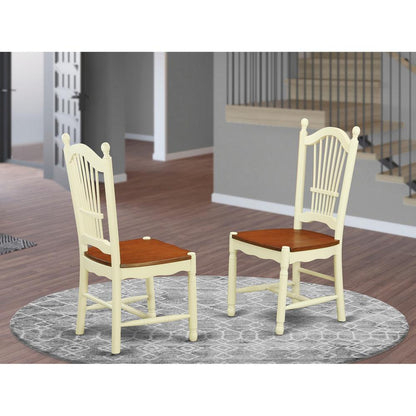 Dover  Dining  Room  Chairs  With  Wood  Seat  -  Finished  in  Buttermilk  and  Cherry,  Set  of  2