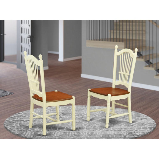 Dover  Dining  Room  Chairs  With  Wood  Seat  -  Finished  in  Buttermilk  and  Cherry,  Set  of  2