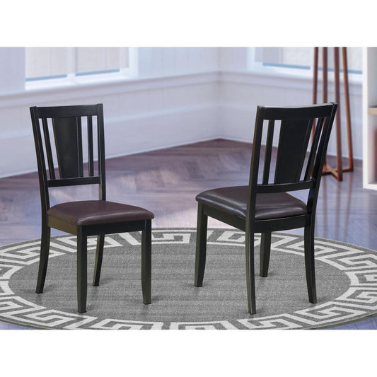 Dudley  Dining  Chair  with  Faux  Leather  upholstered  Seat  in  Black  Finish,  Set  of  2
