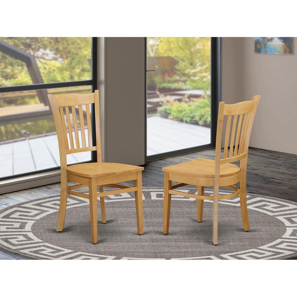 Kitchen Dining Chairs - Slat Back Wooden Seat Chairs, Set of 2, Oak