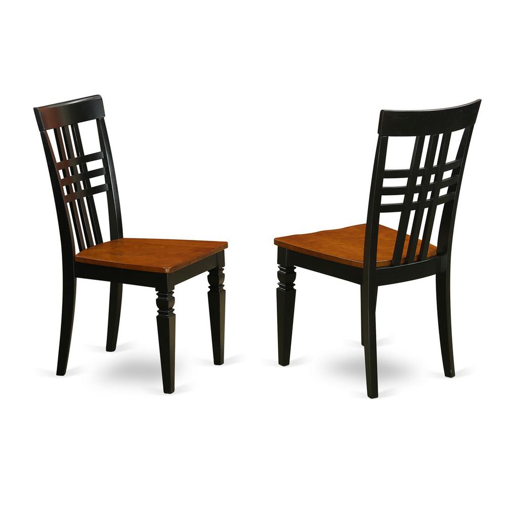Logan  Dining  Chair  with  Wood  Seat  -  Black  &  Cherry  Finish.,  Set  of  2