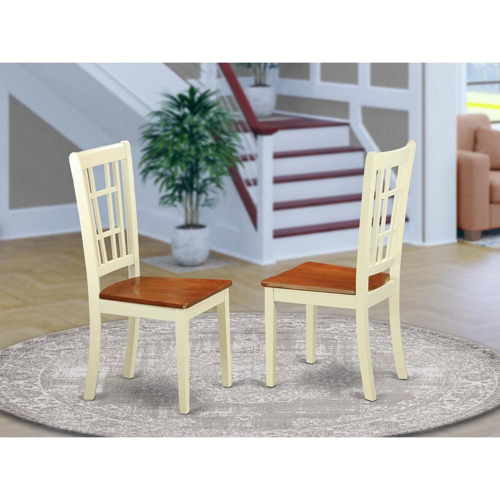 Nicoli  Dining  Chair  with  Wood  Seat  buttermilk  &  brown  finish,  Set  of  2