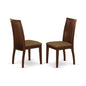 Ipswich Dining Room Chairs - Linen Fabric Upholstered Solid Wood Chairs, Set of 2, Mahogany