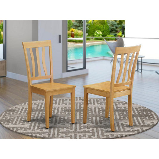 Antique  Kitchen  dining  Chair  Wood  Seat  with  Oak  Finish,  Set  of  2