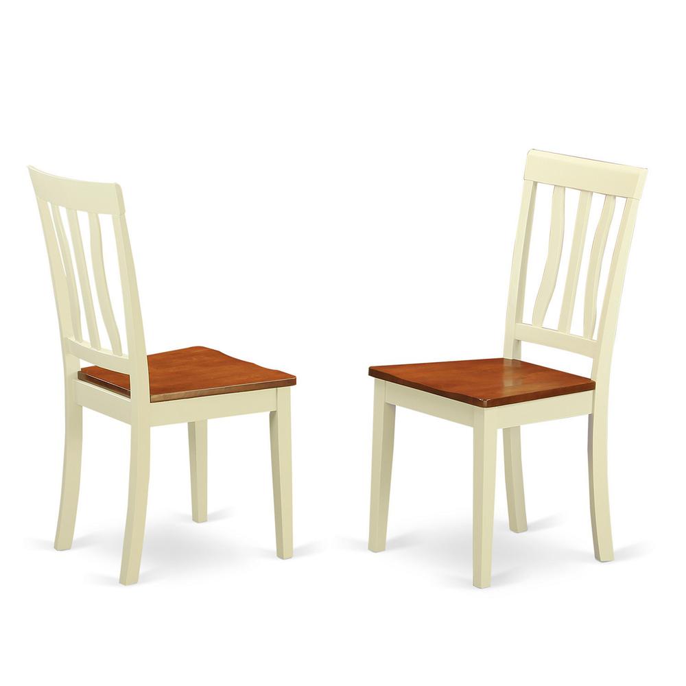 Antique  Kitchen  dining  Chair  Wood  Seat  with  Buttermilk    and  Cherry  Finish,  Set  of  2