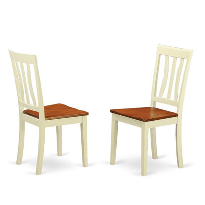 Antique  Kitchen  dining  Chair  Wood  Seat  with  Buttermilk    and  Cherry  Finish,  Set  of  2