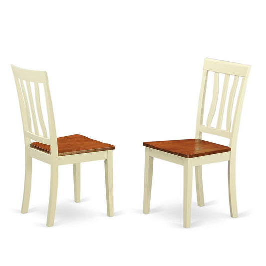 Antique  Kitchen  dining  Chair  Wood  Seat  with  Buttermilk    and  Cherry  Finish,  Set  of  2