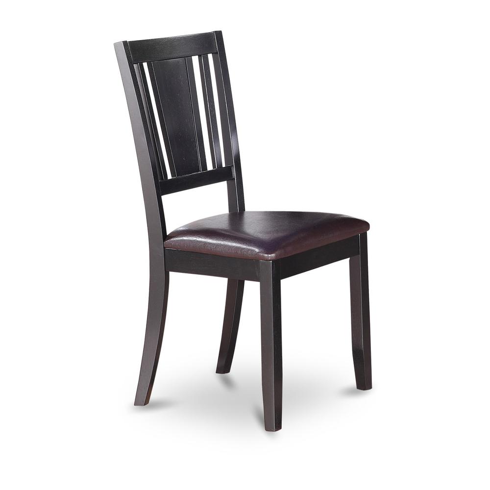 Dudley  Dining  Chair  with  Faux  Leather  upholstered  Seat  in  Black  Finish,  Set  of  2