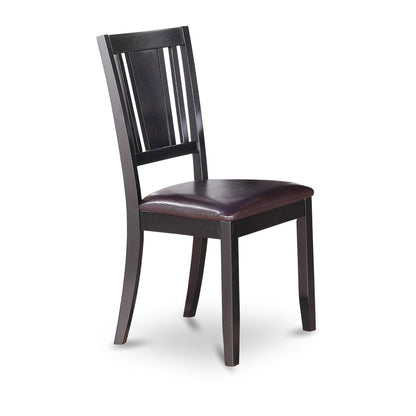 Dudley  Dining  Chair  with  Faux  Leather  upholstered  Seat  in  Black  Finish,  Set  of  2