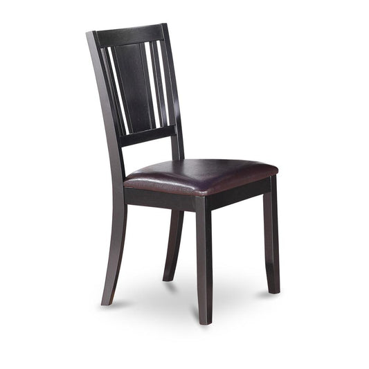 Dudley  Dining  Chair  with  Faux  Leather  upholstered  Seat  in  Black  Finish,  Set  of  2