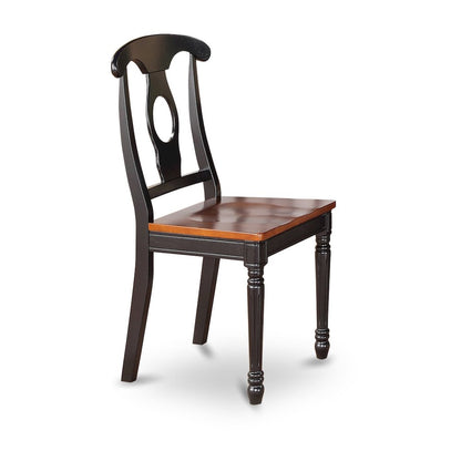 East West Furniture KEC-BLK-W Kenley Kitchen Dining Chairs - Napoleon Back Solid Wood Seat Chairs, Set of 2, Black & Cherry