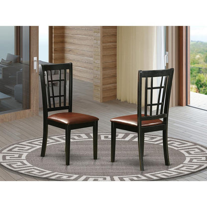 Nicoli  Dining  Chair  with  Faux  Leather    Upholstered  Seat  ,  Set  of  2