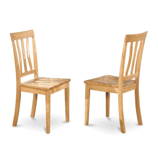 Antique  Kitchen  dining  Chair  Wood  Seat  with  Oak  Finish,  Set  of  2