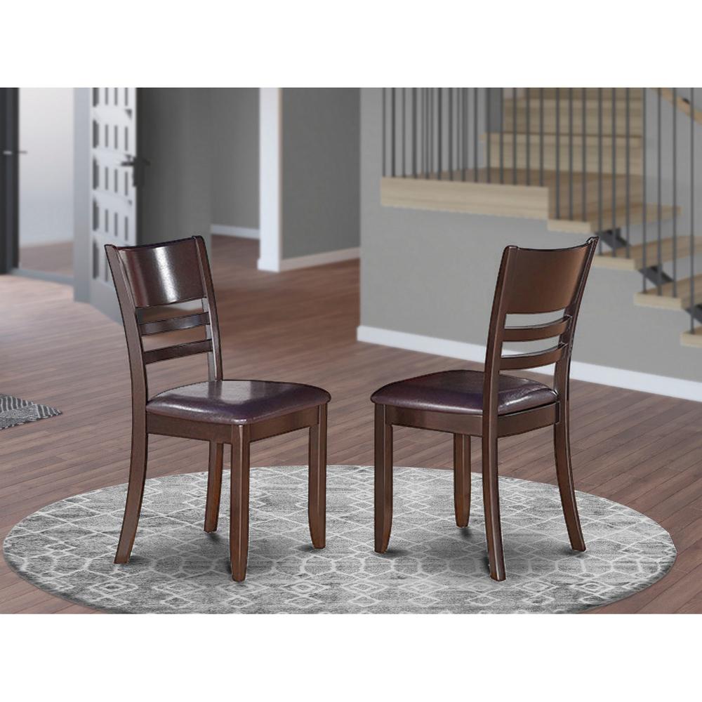 Lynfield  Dining  Chair  with  Faux  Leather  Upholstered  Seat  in  Cappuccino  Finish,  Set  of  2