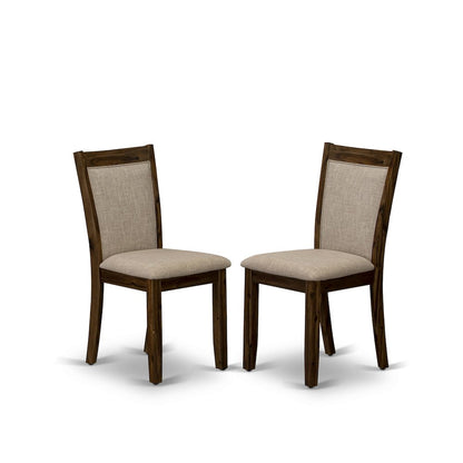 MZCNT04 Dining Room Chairs - Light Tan Linen Fabric Seat and High Chair Back - Sand Blasting Antique Walnut Finish (SET OF 2)