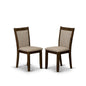 MZCNT04 Dining Room Chairs - Light Tan Linen Fabric Seat and High Chair Back - Sand Blasting Antique Walnut Finish (SET OF 2)