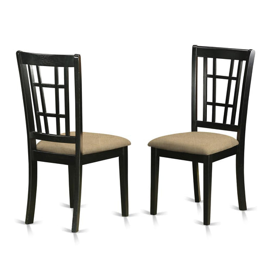 NIC-BLK-C Nicoli Kitchen Chair with Linen Fabric Seat