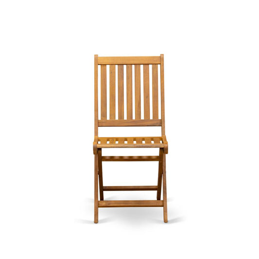East West Furniture BDKCWNA  Outdoor Dining Chairs Slatted Back  - Natural Oil Finish - Set of 2
