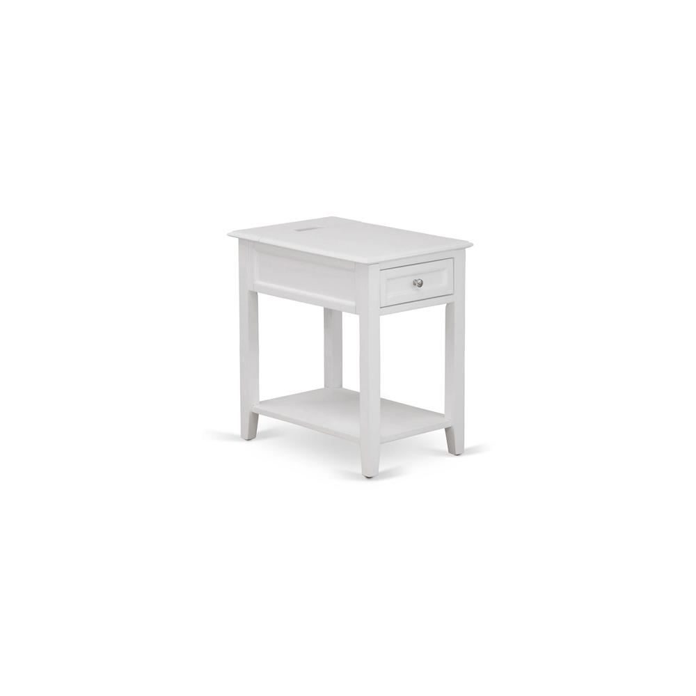 East West Furniture DE-05-ET Modern Wood Night Stand with 1 Mid Century Modern Drawers, Stable and Sturdy Constructed - White Finish