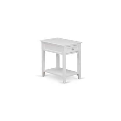 East West Furniture DE-05-ET Modern Wood Night Stand with 1 Mid Century Modern Drawers, Stable and Sturdy Constructed - White Finish