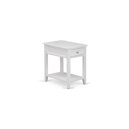 East West Furniture DE-05-ET Modern Wood Night Stand with 1 Mid Century Modern Drawers, Stable and Sturdy Constructed - White Finish