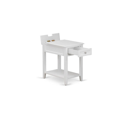 East West Furniture DE-05-ET Modern Wood Night Stand with 1 Mid Century Modern Drawers, Stable and Sturdy Constructed - White Finish