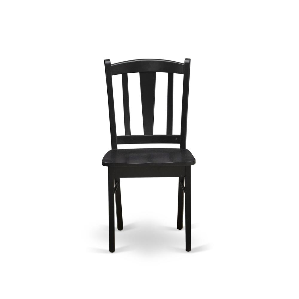 East West DLC-BLK-W Dublin Chair with Wood Seat in Black Finish - Set of 2