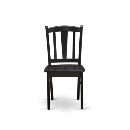 East West DLC-BLK-W Dublin Chair with Wood Seat in Black Finish - Set of 2