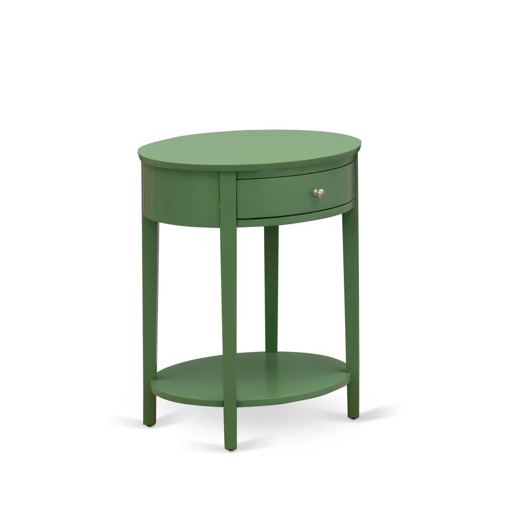 HI-12-ET Mid Century Modern Nightstand with 1 Wood Drawer, Stable and Sturdy Constructed - Clover Green Finish