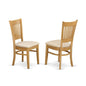 VAC-OAK-C Vancouver Linen Fabric Seat Dining Chairs - Oak Finish set of 2