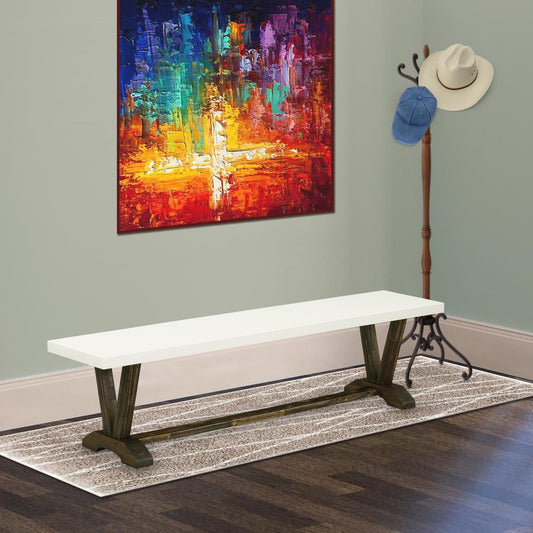 Dining Chair Distressed Jacobean & Linen White, VB727