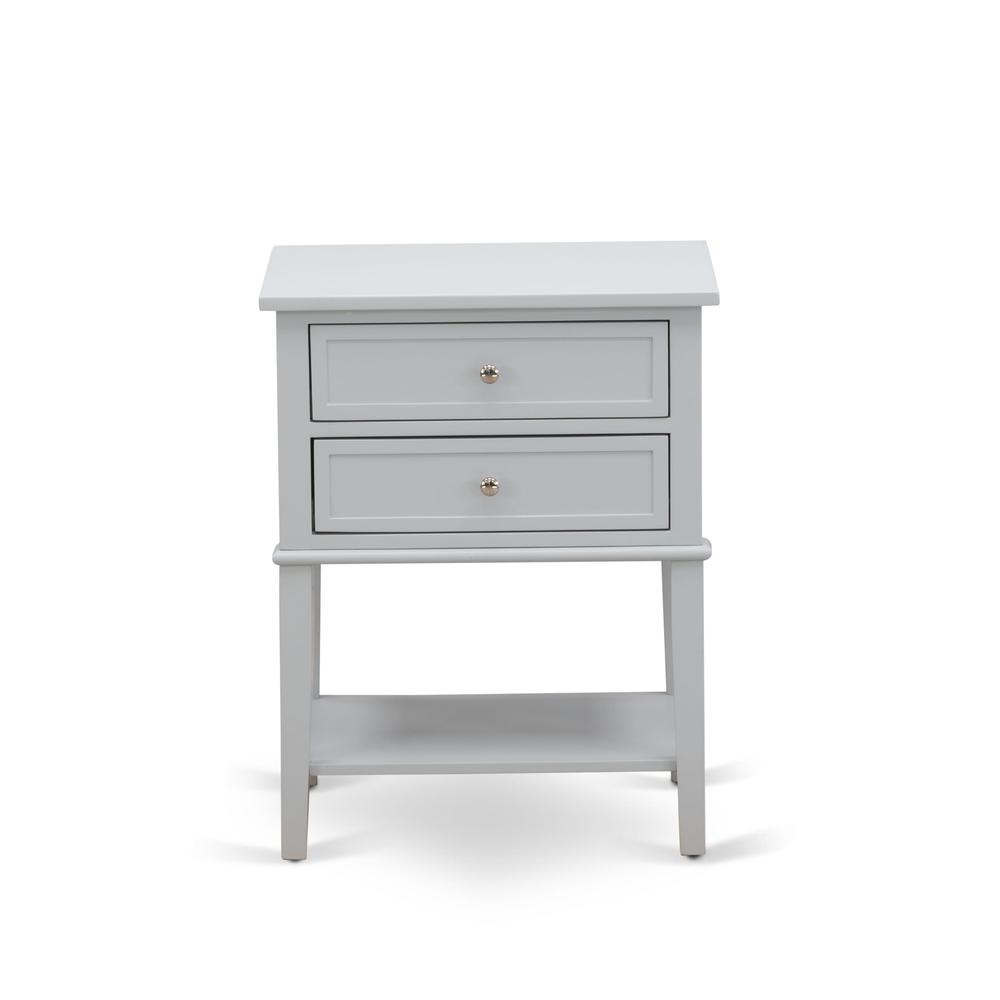 East West Furniture VL-14-ET Night stand For Bedroom with 2 Wood Drawers for Bedroom, Stable and Sturdy Constructed - Urban Gray Finish
