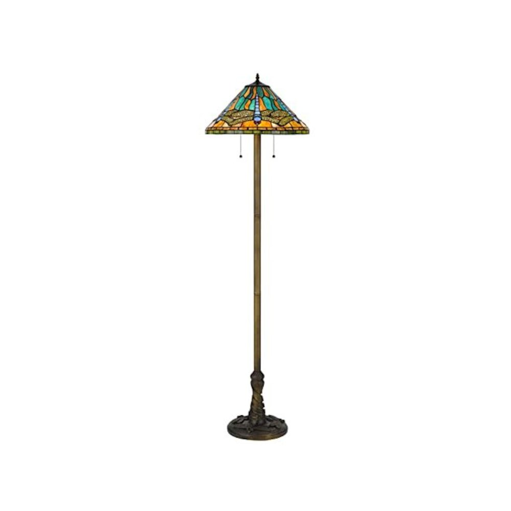 60W X 2 Metal/Resin Tiffany Table Lamp With Pull Chain Switches