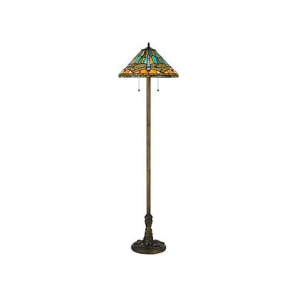 60W X 2 Metal/Resin Tiffany Table Lamp With Pull Chain Switches