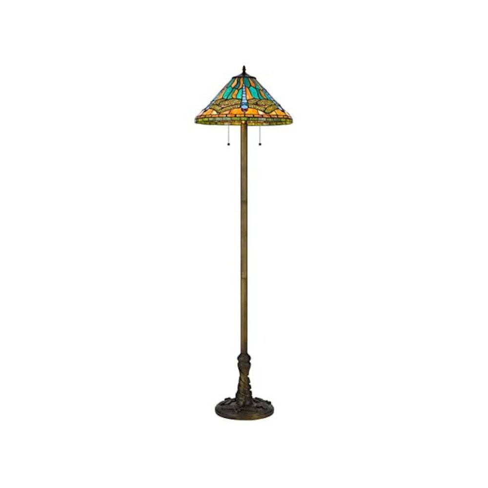 60W X 2 Metal/Resin Tiffany Table Lamp With Pull Chain Switches