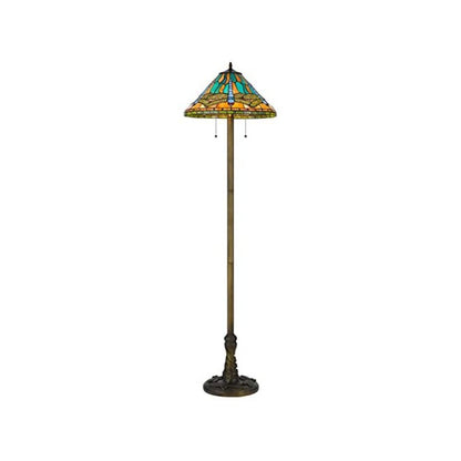 60W X 2 Metal/Resin Tiffany Table Lamp With Pull Chain Switches