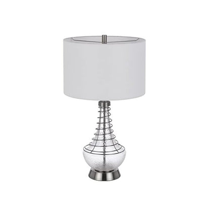 150W 3 Way Baraboo Glass Table Lamp With Wire Guard Design And Drum Fabric Shade