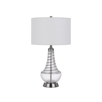 150W 3 Way Baraboo Glass Table Lamp With Wire Guard Design And Drum Fabric Shade